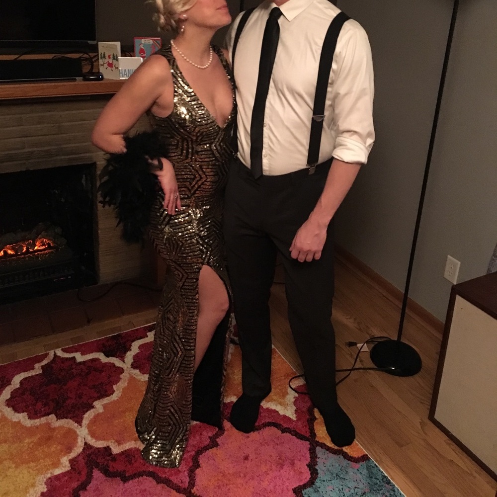 Sexy and glamorous gold sequined dress